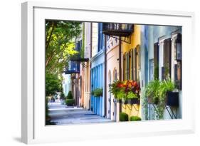 Rainbow Row I, Charleston South Carolina-George Oze-Framed Photographic Print