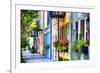 Rainbow Row I, Charleston South Carolina-George Oze-Framed Premium Photographic Print