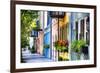 Rainbow Row I, Charleston South Carolina-George Oze-Framed Premium Photographic Print