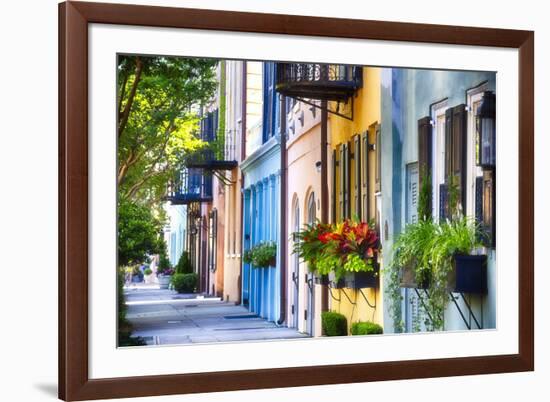 Rainbow Row I, Charleston South Carolina-George Oze-Framed Photographic Print