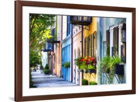 Rainbow Row I, Charleston South Carolina-George Oze-Framed Photographic Print