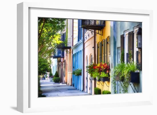 Rainbow Row I, Charleston South Carolina-George Oze-Framed Photographic Print