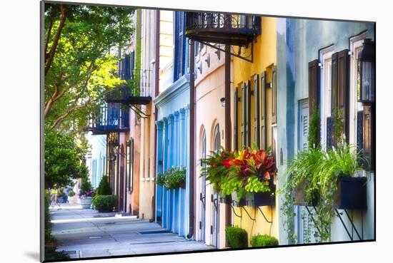 Rainbow Row I, Charleston South Carolina-George Oze-Mounted Photographic Print