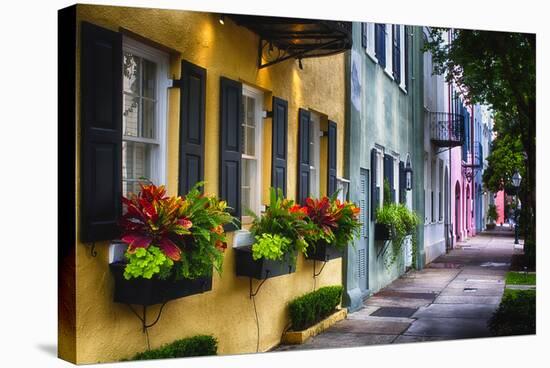 Rainbow Row II, Charleston South Carolina-George Oze-Stretched Canvas