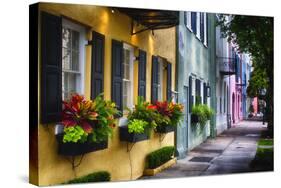 Rainbow Row II, Charleston South Carolina-George Oze-Stretched Canvas