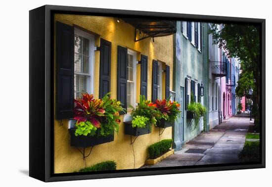 Rainbow Row II, Charleston South Carolina-George Oze-Framed Stretched Canvas