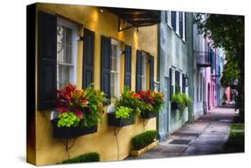 Rainbow Row II, Charleston South Carolina-George Oze-Stretched Canvas