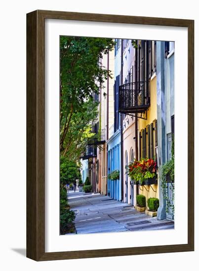 Rainbow Row III Charleston, South Carolina-George Oze-Framed Photographic Print