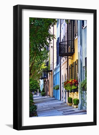 Rainbow Row III Charleston, South Carolina-George Oze-Framed Premium Photographic Print