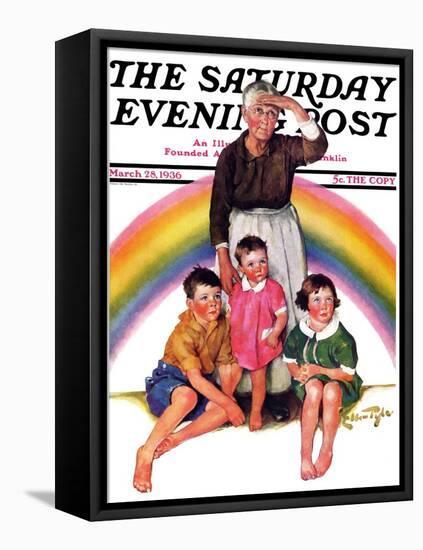 "Rainbow," Saturday Evening Post Cover, March 28, 1936-Ellen Pyle-Framed Stretched Canvas