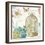 Rainbow Seeds Floral Birdcage III v2-Lisa Audit-Framed Art Print