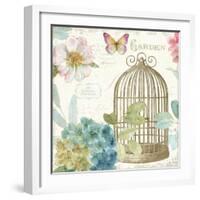 Rainbow Seeds Floral Birdcage III v2-Lisa Audit-Framed Art Print