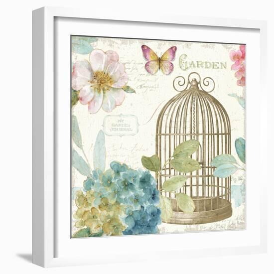 Rainbow Seeds Floral Birdcage III v2-Lisa Audit-Framed Art Print