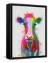 Rainbow Splash Cow-Fab Funky-Framed Stretched Canvas