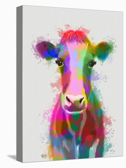Rainbow Splash Cow-Fab Funky-Stretched Canvas