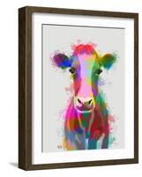 Rainbow Splash Cow-Fab Funky-Framed Art Print