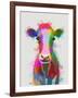Rainbow Splash Cow-Fab Funky-Framed Art Print