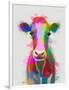 Rainbow Splash Cow-Fab Funky-Framed Art Print