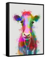 Rainbow Splash Cow-Fab Funky-Framed Stretched Canvas