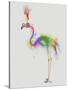 Rainbow Splash Flamingo 1-Fab Funky-Stretched Canvas