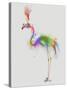 Rainbow Splash Flamingo 1-Fab Funky-Stretched Canvas
