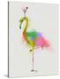 Rainbow Splash Flamingo 2-Fab Funky-Stretched Canvas