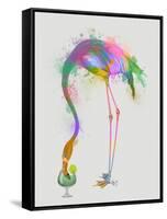 Rainbow Splash Flamingo 3-Fab Funky-Framed Stretched Canvas