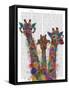 Rainbow Splash Giraffe Trio-Fab Funky-Framed Stretched Canvas