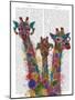 Rainbow Splash Giraffe Trio-Fab Funky-Mounted Art Print