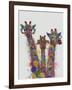 Rainbow Splash Giraffe Trio-Fab Funky-Framed Art Print