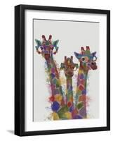 Rainbow Splash Giraffe Trio-Fab Funky-Framed Art Print