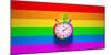 Rainbow Sports Stopwatch Gay Pride Time Clock Timer Equality Rainbow Inclusive Flag Background LGB-Paul Campbell-Mounted Photographic Print
