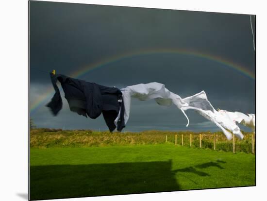 Rainbow, Stormy Sky and Clothes Line, Bunmahon, County Waterford, Ireland-null-Mounted Photographic Print