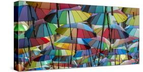 Rainbow umbrellas, Bucharest, Romania-Art Wolfe Wolfe-Stretched Canvas