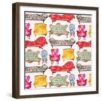 Rainbow Victorian Lounge Pattern-Cat Coquillette-Framed Giclee Print