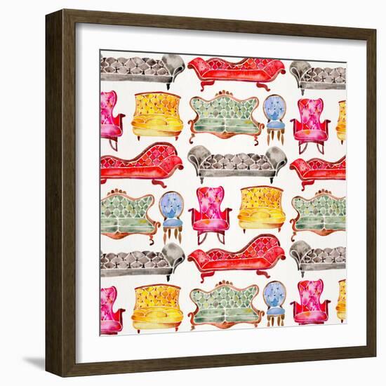 Rainbow Victorian Lounge Pattern-Cat Coquillette-Framed Giclee Print