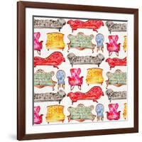 Rainbow Victorian Lounge Pattern-Cat Coquillette-Framed Giclee Print