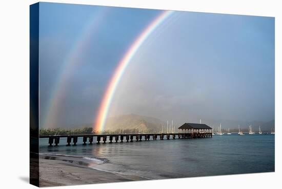 Rainbows at Hanalei-Daniel Burt-Stretched Canvas