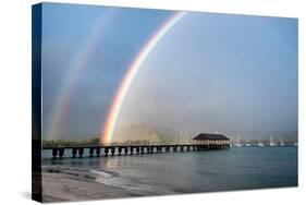 Rainbows at Hanalei-Daniel Burt-Stretched Canvas