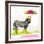 Raindrops Safari Zebra-Hugo Edwins-Framed Art Print