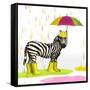 Raindrops Safari Zebra-Hugo Edwins-Framed Stretched Canvas