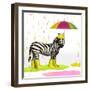 Raindrops Safari Zebra-Hugo Edwins-Framed Art Print