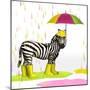 Raindrops Safari Zebra-Hugo Edwins-Mounted Art Print