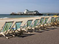 Bournemouth East Beach, Deck Chairs and Pier, Dorset, England, United Kingdom, Europe-Rainford Roy-Photographic Print