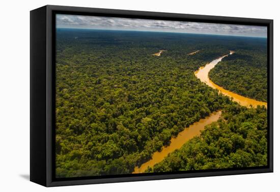 Rainforest Aerial, Yavari-Mirin River, Oxbow Lake and Primary Forest, Amazon Region, Peru-Redmond Durrell-Framed Stretched Canvas