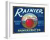 Rainier Apple Label - Yakima, WA-Lantern Press-Framed Art Print