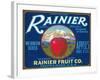 Rainier Apple Label - Yakima, WA-Lantern Press-Framed Art Print