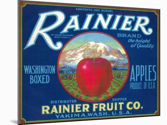 Rainier Apple Label - Yakima, WA-Lantern Press-Mounted Art Print