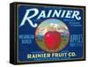 Rainier Apple Label - Yakima, WA-Lantern Press-Framed Stretched Canvas