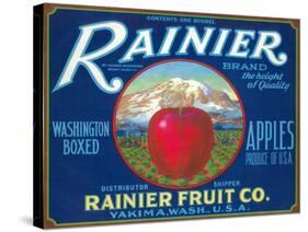 Rainier Apple Label - Yakima, WA-Lantern Press-Stretched Canvas